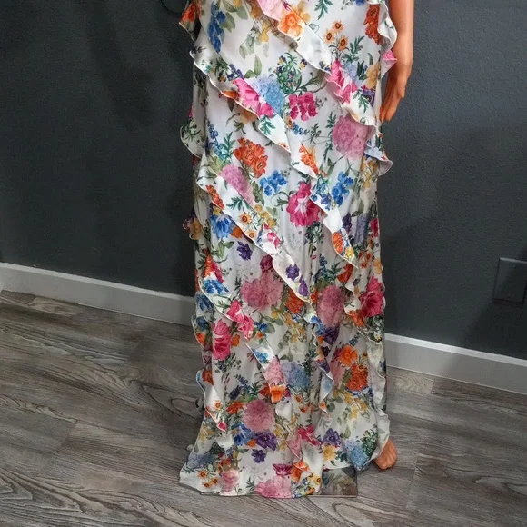 Show Me Your Mumu The  Romance Ruffle Ivory Botanical Floral Maxi Dress Size S - Picture 5 of 15